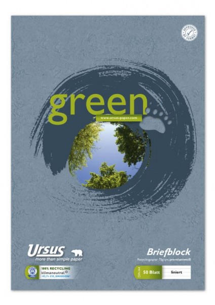Briefblock Ursus® Green A4 liniert 50 Blatt 70g/qm 9mm