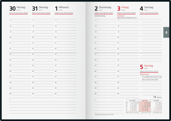 Baier & Schneider Buchkalender Futura2 flexibler Kunststoff-Einband Carbon schwarz