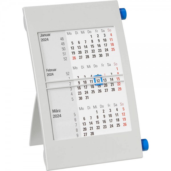 3 Monats Tischkalender grau/blau 2024/25