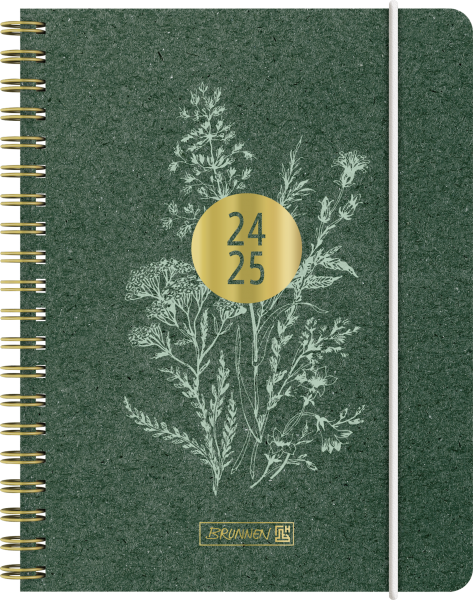 Baier & Schneider Schülerkalender 2024/25  A6 2Seiten=1Woche Naturkarton-Einband, Botanical 