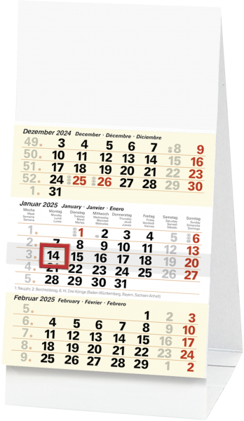 Baier & Schneider Drei-Monats-Tischkalender 2025 