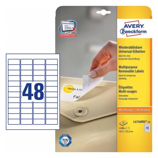 Avery Etikett L4736REV-25 45,7x21,2mm