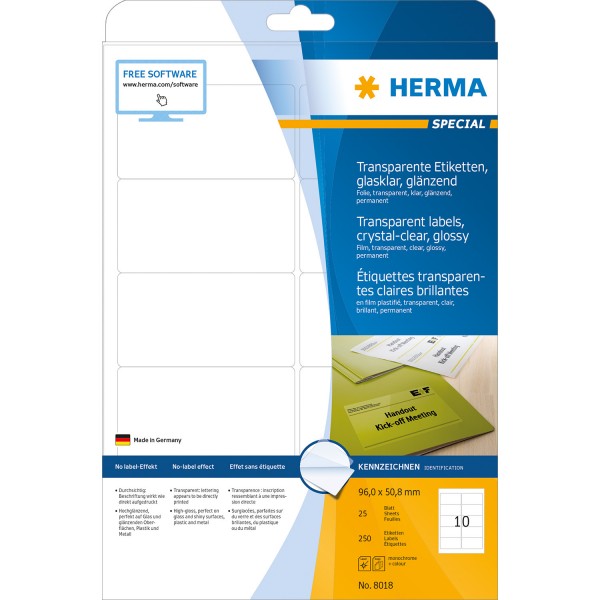 Herma Etikett 8018 96x50,8mm transparent