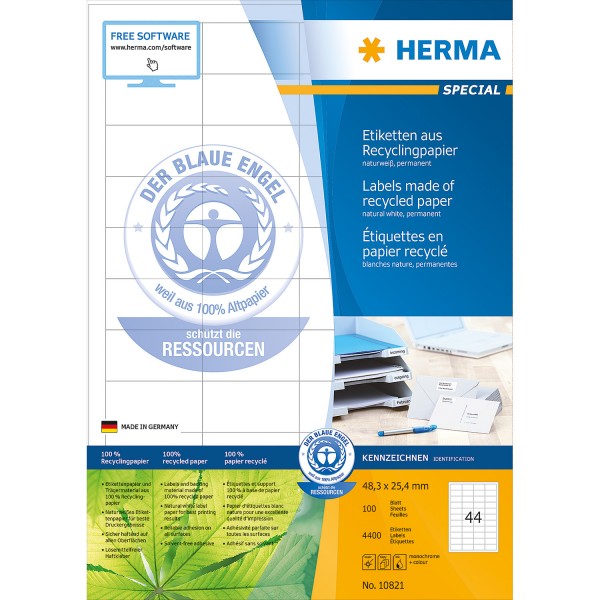 Herma Etikett Recycling 10821 48,3x25,4mm