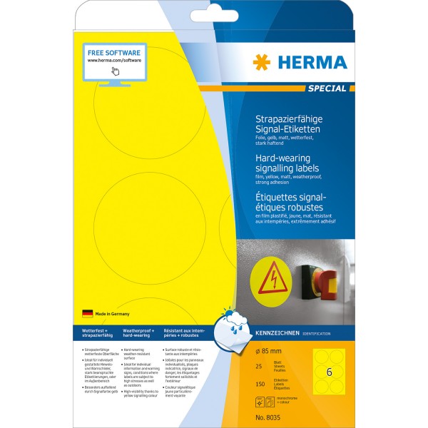 Herma Etikett 8035 rund 85mm Signalfarbe