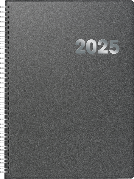 Baier & Schneider Buchkalender 789 A4 1Seite=1Tag Kunststoff Reflection grau 2025