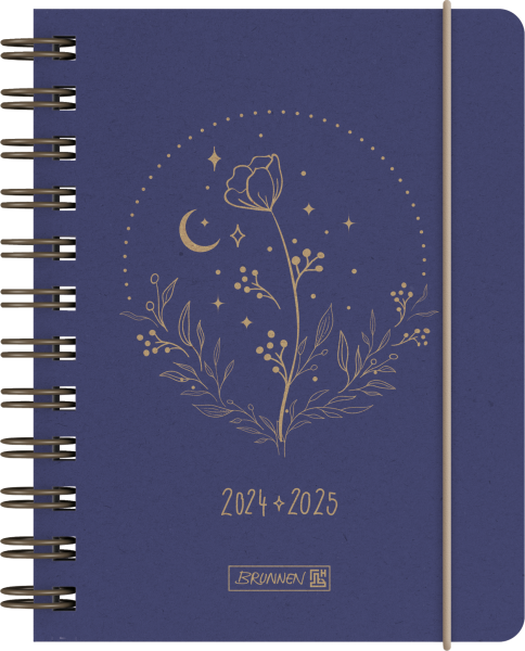 Baier & Schneider Schülerkalender 2024/25 A6 1Seite=1Tag Hardcover Moon Flower