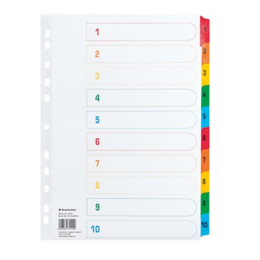 Soennecken Register 1-10 A4 vHöhe 170g Karton farbig